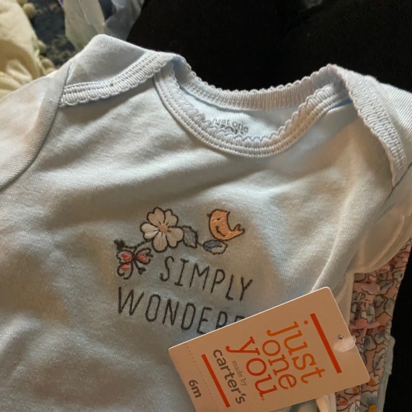 Carter’s 2 onesies, 1 pant, 2 hats - Picture 2 of 4